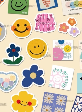 270张ins风手账涂鸦贴纸diy韩式装饰可爱治愈卡通不重复防水行李箱粘贴旅行箱笑脸箱子