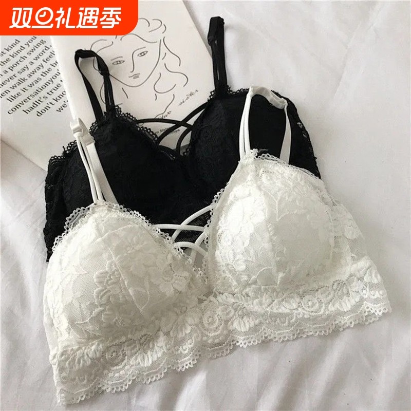 韩版无钢圈美背打底背心性感聚拢镂空纯欲裹胸内衣