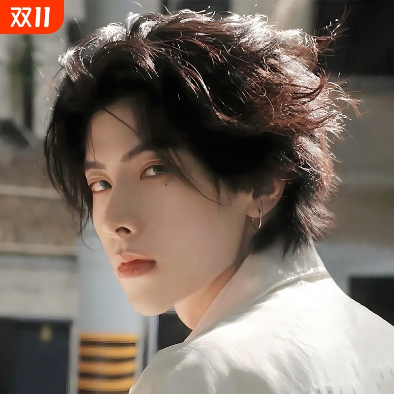 假发男短发微分碎盖男生中分刘海韩式短直发男式仿全真人发全头套