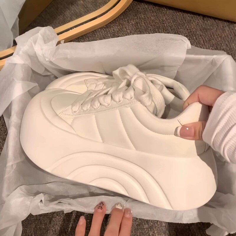 丑萌大头面包鞋女款2025年春季新款网红爆款厚底增高休闲运动板鞋