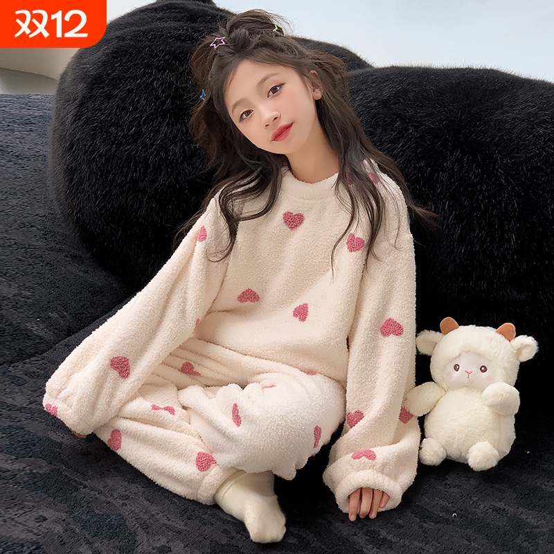 珊瑚绒可爱风冬季保暖女童家居服