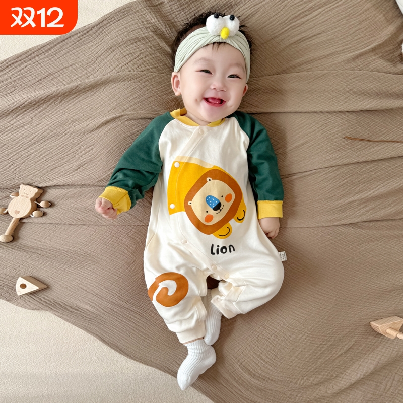 0-36月新生婴儿衣服秋季宝宝纯棉连体衣春秋冬款男童长袖哈衣爬服