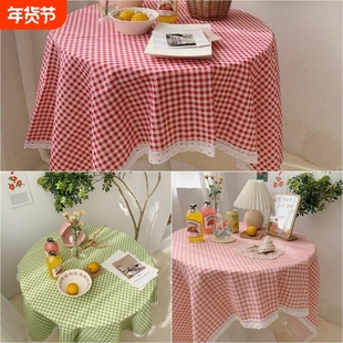 北欧棉麻格子餐野餐桌布方格布艺学生书桌茶几布幼儿园长方形台布