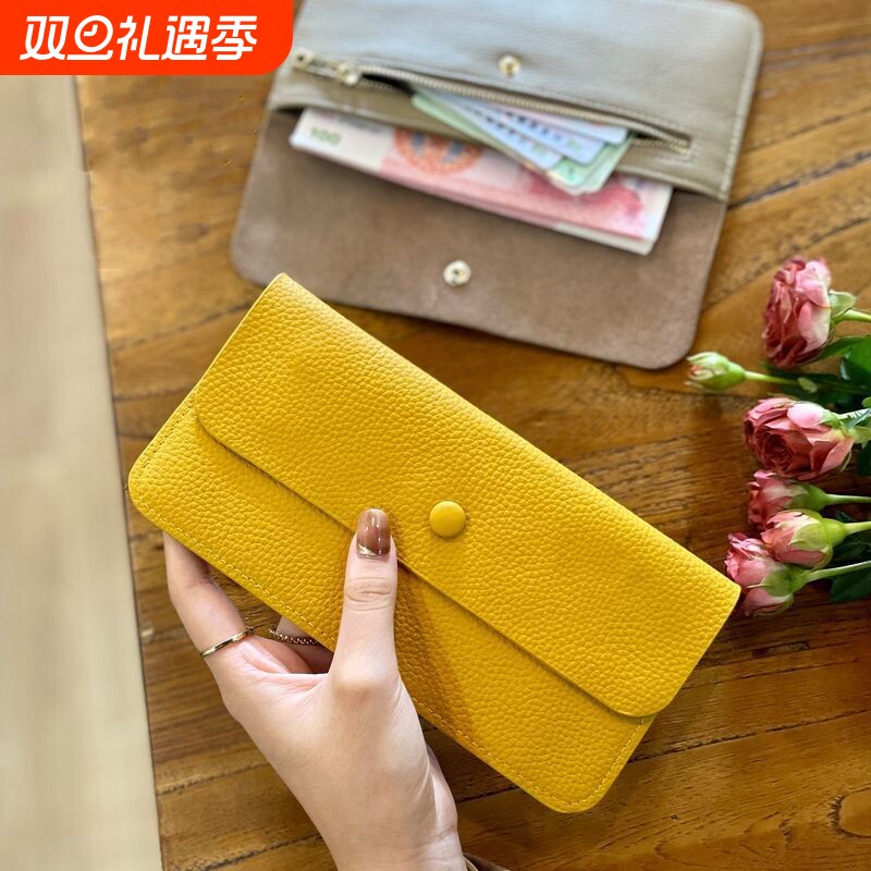 牛皮质感2025新款钱包小众便捷式耐用钱夹卡包大容量放手机手拿包