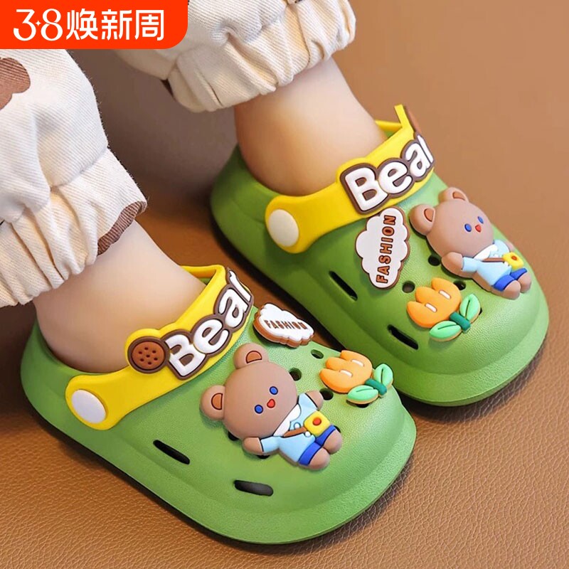 宝宝拖鞋男宝儿童洞洞鞋2025新款秋季婴幼儿防滑软底男童凉鞋棉鞋