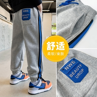男孩宽松休闲初中生长裤 童装 儿童卫裤 春秋新款 黑色灰色 男童运动裤
