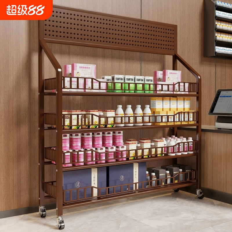 货架多层置物架药店药房斜口陈列