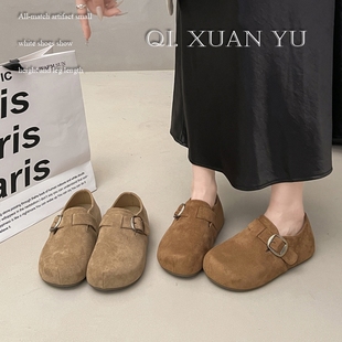 卡皮巴拉复古软底懒人单鞋 厚底勃肯鞋 女4cm隐形内增高2025秋新款