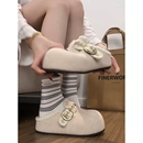 配裙子增高半拖 女秋外穿2025新款 勃肯鞋 厚底白色复古百搭包头拖鞋