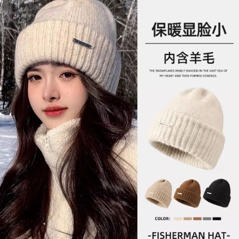 2025年秋冬毛线帽子女羊毛加厚保暖护耳针织堆堆冷帽男