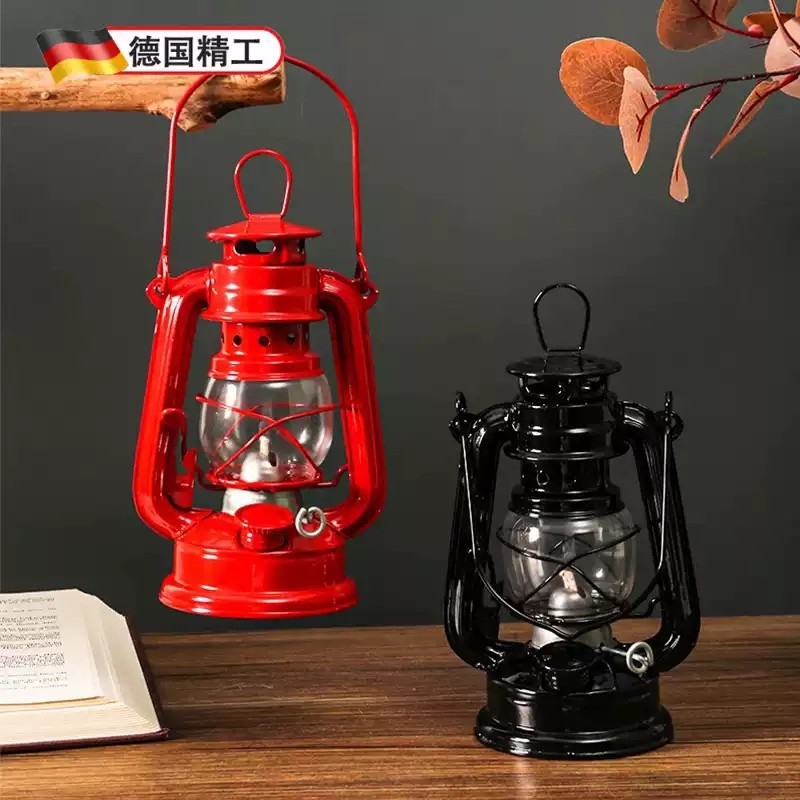 德国工艺复古老式煤油灯盏火水燃油小马灯户外照明乔迁手提露营灯