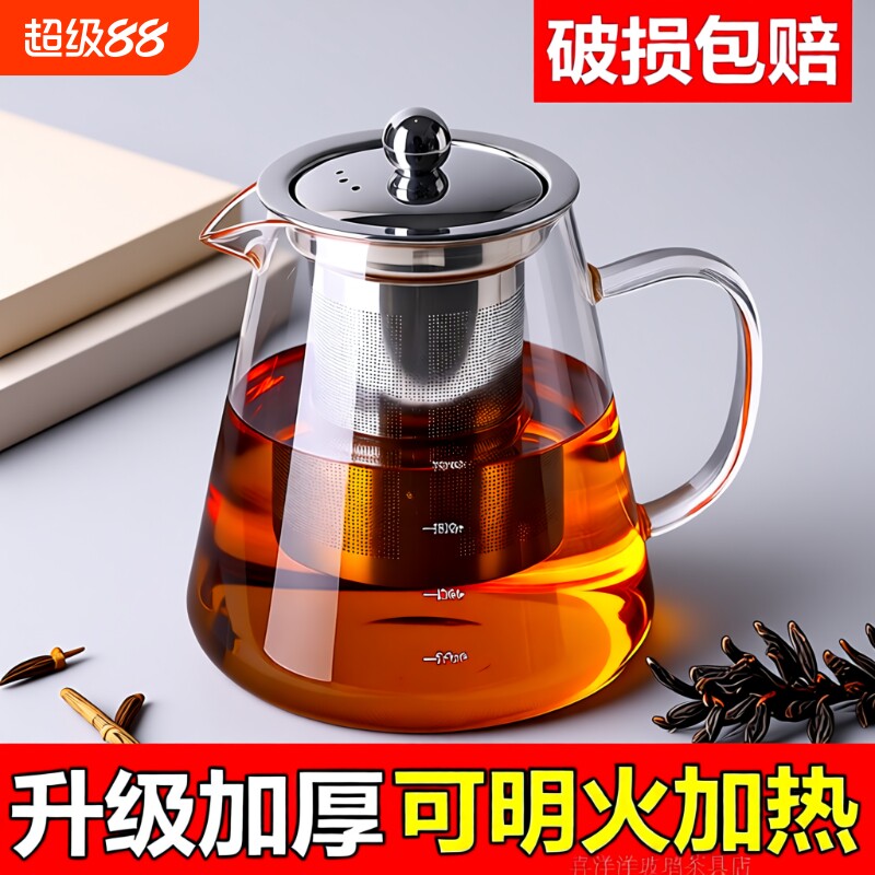 耐高温高硼硅玻璃直筒茶壶图片