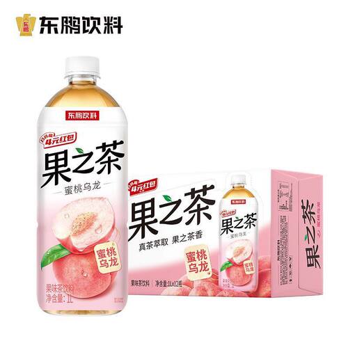 东鹏饮料果之茶1L*12瓶果味茶真茶果汁茶广东整箱瓶装蜜桃柠檬