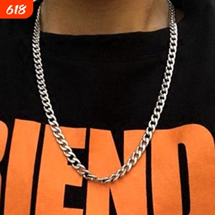 钛钢hiphop链条项链男潮古巴男士嘻哈链子装饰女生情侣百搭配饰酷