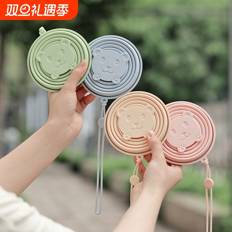 折叠水杯食品级全硅胶旅行便携杯户外露营压缩漱口杯子不锈钢直饮