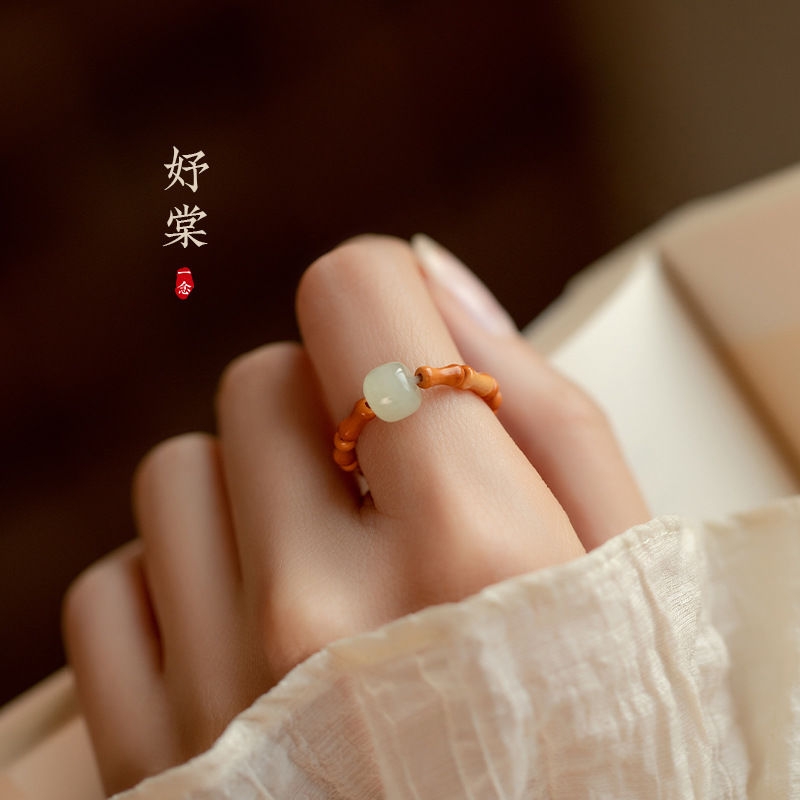骨节戒指配饰仿玉珠细款指环尾戒可爱文艺闺蜜礼物
