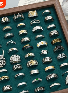 古着复古做旧戒指男个性嘻哈指环小众设计高级食指戒新款