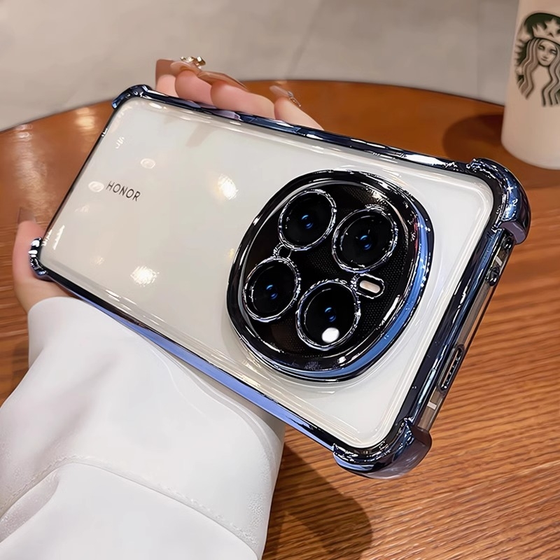 四角气囊防摔带支架适用荣耀magic8pro手机壳荣耀magic8新款透明高级感magic8镜头全包硅胶软壳男女款保护壳