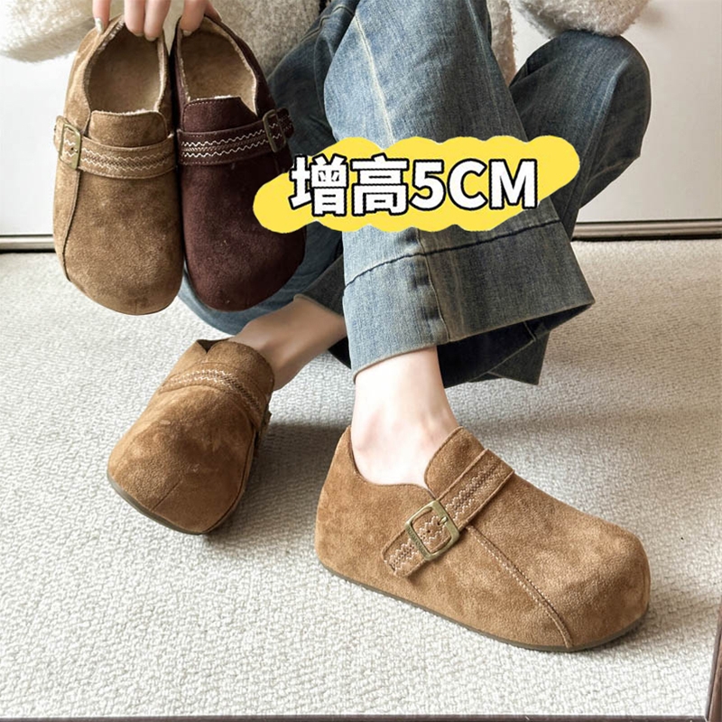 厚底全包勃肯鞋女秋冬季2025新款一脚蹬加绒保暖豆豆二棉鞋博肯鞋