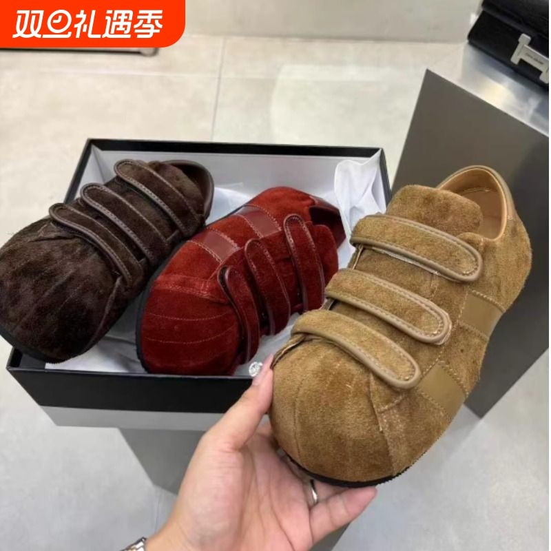 内增高魔术贴卡皮巴拉大头休闲德训鞋女百搭阿甘鞋厚底板鞋子秋季