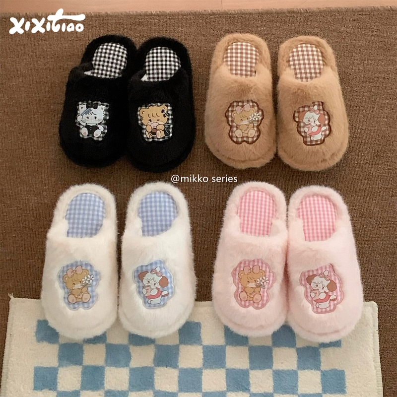 细细条mikko联名卡通女士棉拖鞋
