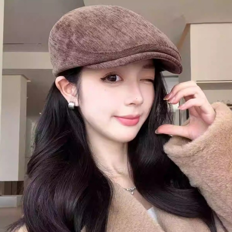 韩版简约百搭前进帽子女春秋冬季网红复古贝雷帽显脸小时尚报童帽