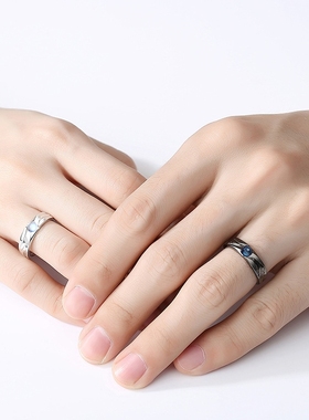 原创设计天使恶魔情侣戒指对戒纯银简约学生情人节送礼物一对代发