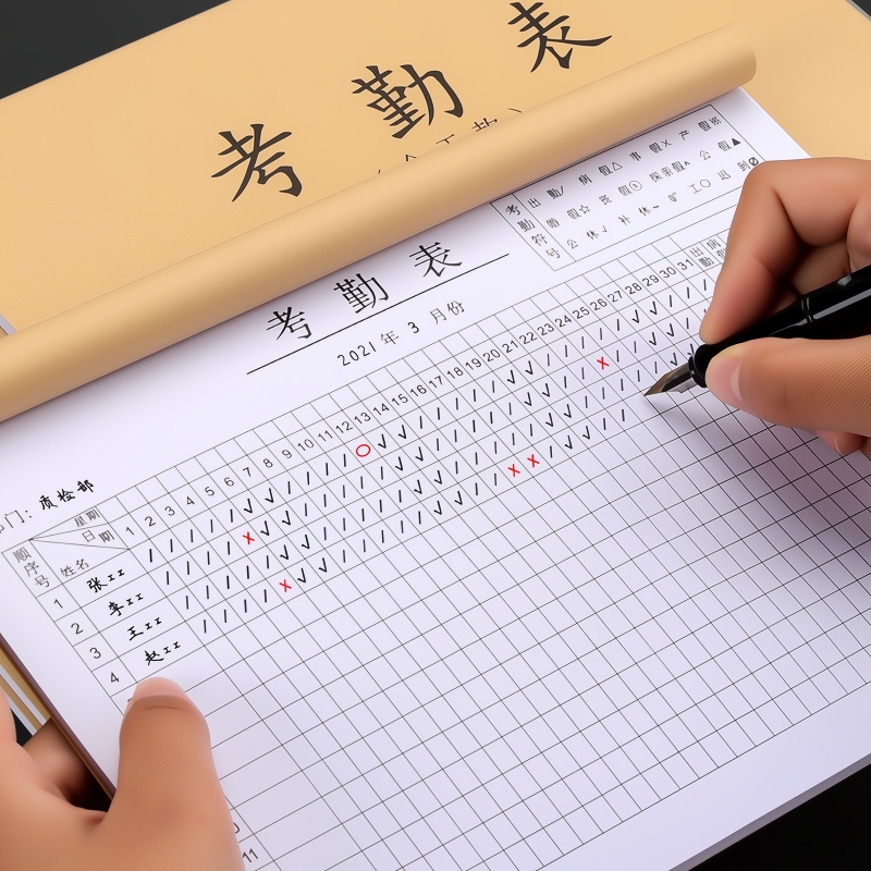 加厚全天款考勤表员工签到表