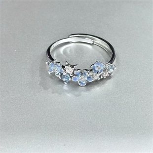 「星辰花予」沈星回印象海蓝星辰花戒指女轻奢小众高级感甜美食指