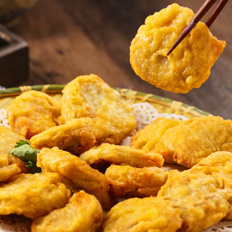 香脆藕盒藕合饼藕夹裹粉油炸小吃空气炸锅速冻半成品商用