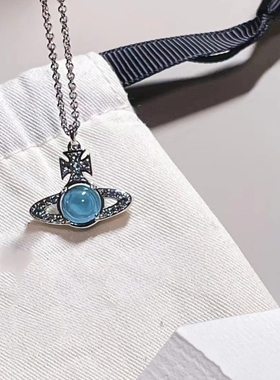网红同款西太后土星项链立体锁骨链可调节甜酷透明可转动蓝球镀金