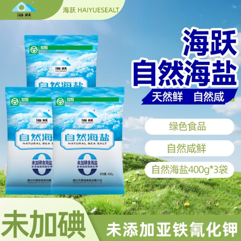 海跃自然海盐400g未加碘绿色食品0添加日晒海盐无抗结剂食用盐