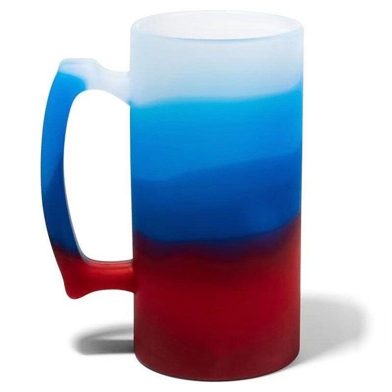 亚马逊新品硅胶啤酒杯28oz大容量带把手可印logo家用食品级硅