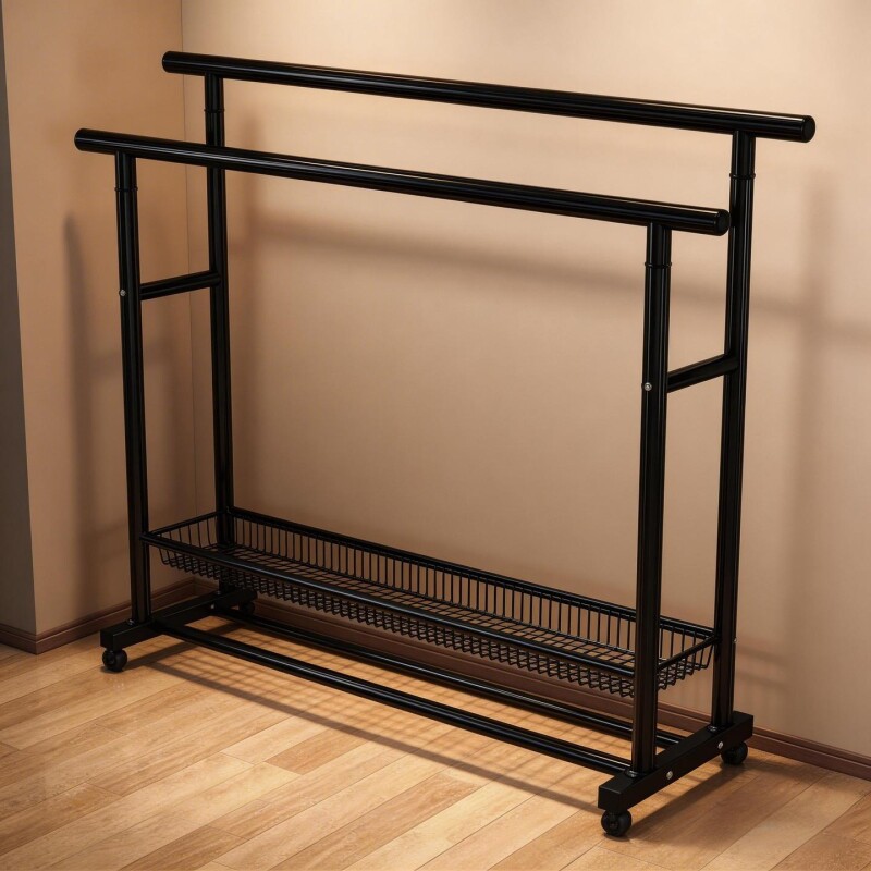 简易晾衣架落地室内阳台晒衣杆出租房卧室可移动挂衣架宿舍衣帽架