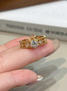华光璀璨轻奢蕾丝镂空开口戒指