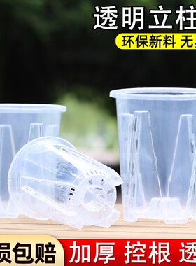 圆形控根强透气性透明耐用立柱花盆简约加厚花卉绿植专用托盘阳台