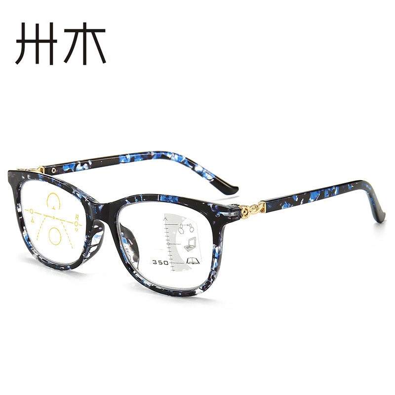 新款舒适防蓝光渐进多焦点阅读老花镜 男女士大框大通道智能眼镜