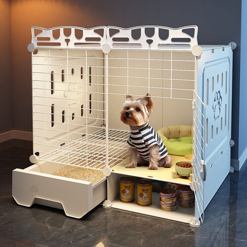 新型狗笼子小型犬带厕所分离一室一厅一卫宠物笼子豪华狗别墅狗窝