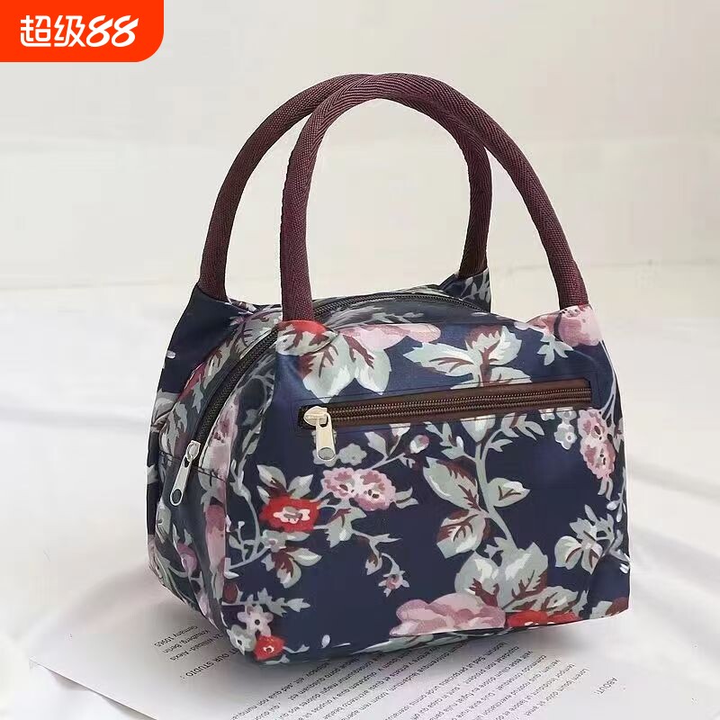 加厚防水牛津帆布便当包手提小花布包手拎小包饭盒袋女休闲包