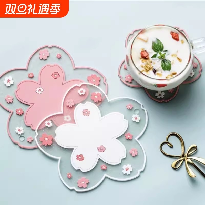 樱花杯垫防滑隔热垫子厨房餐厅软胶餐垫锅垫杯家用防烫餐桌垫碗垫