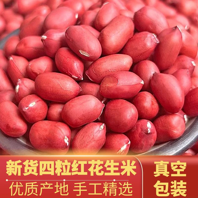 今年大颗粒红皮花生米批发新货四粒红花生米农家自产红衣生花生米