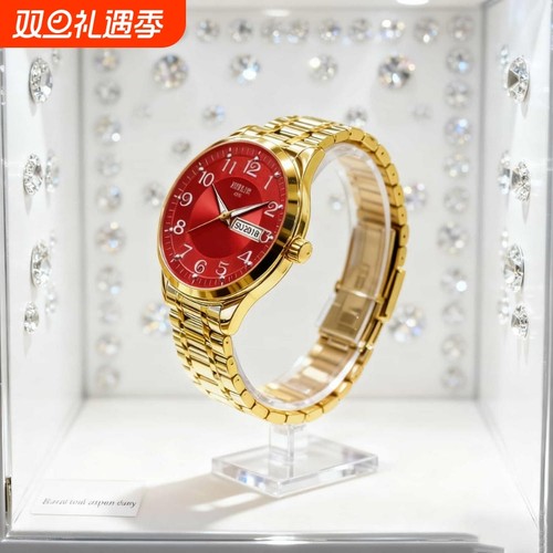 手表男款机械风全自动防水高级感全自动男表数字双日历防水腕表男