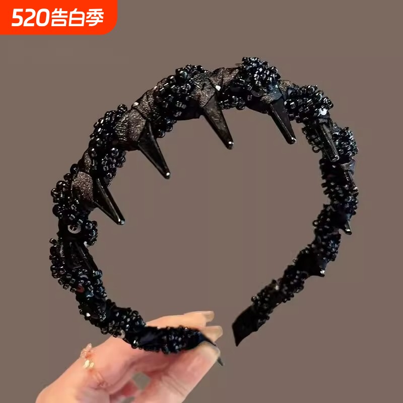 铂思亚复古宽发箍巴黎轻奢压发头箍气质小香风手工串珠发捆头饰
