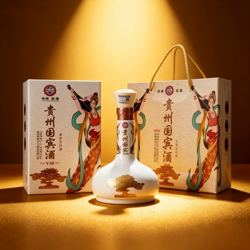 贵州国宾酒V30大曲坤沙年份酒酱香型53度白酒高端礼盒装集团正品