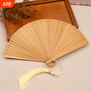 扇子中式折扇古风夏天小巧便携旗袍汉服专用舞蹈扇汉服流苏全竹扇