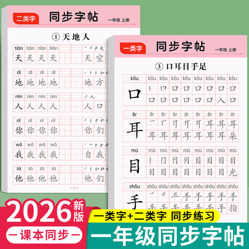一年级字帖下册练字帖小学生专用人教版课本同步练字语文一类字二类字硬笔书法笔画笔顺生字组词描红本控笔训练每日一练入学准备