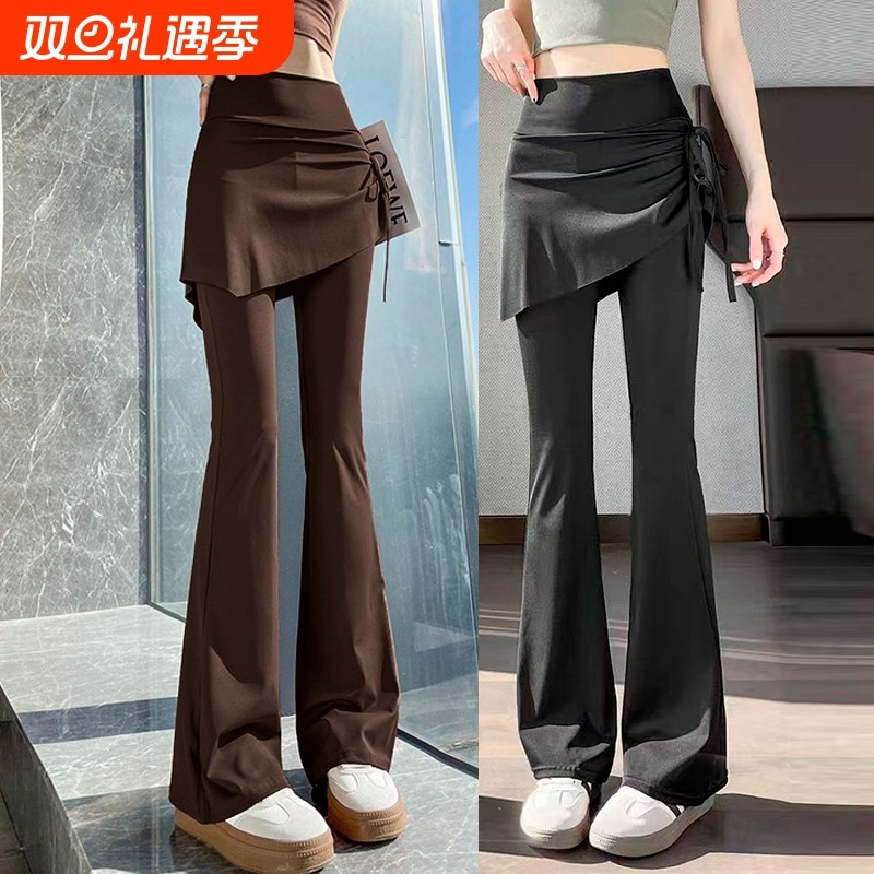 2025新款大码喇叭裤女瑜伽微喇裙裤春秋胖mm运动遮挡裙鲨鱼裤健