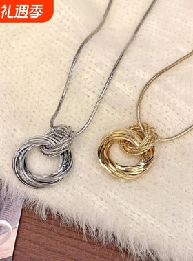 银色圆环款项链女奢小众精致高级毛衣2025新款吊坠配配饰饰品