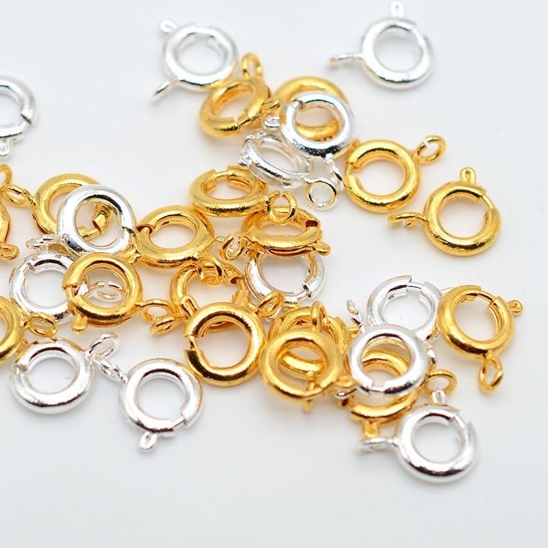 镀弹簧扣diy饰品配件铜锁扣圆形手链收尾连接圆扣龙虾扣磁吸珠子