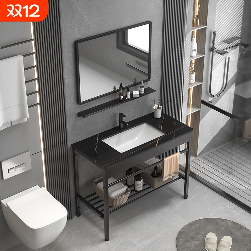 阳台简易洗手盆陶瓷不锈钢支架盆落地式洗脸盆小户型卫生间洗漱台